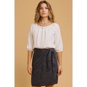 Robert Comstock Womens 100% Silk Wrap Skirt Vintage Boho Luxury Size 8 Dark Gray